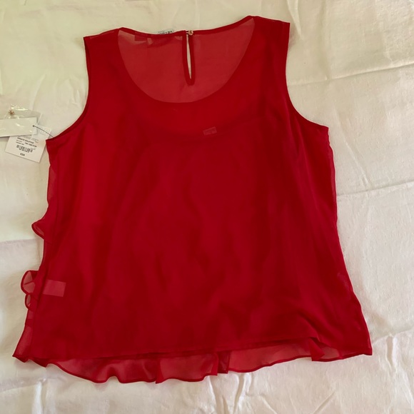 LIZ CLAIBORNE RED SUMMER RUFFLED TOP PET LARGE NWT - Picture 4 of 7